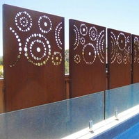 Cercas decorativas de jardín, divisor de metal para exteriores, corte láser, corten, pantalla oxidada de acero