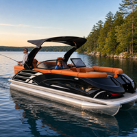 Bateau ponton de luxe polyvalent de 22 pieds en aluminium, pour 12 personnes, avec pont familial, auvent Bimini, certifié CE, personnalisable, sports nautiques