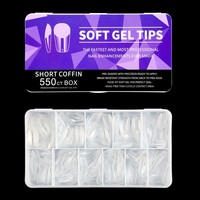 550 pièces/boîte cercueil artificiel faux ongles doux Gel conseils Nail Art Extension acrylique presse sur ongles