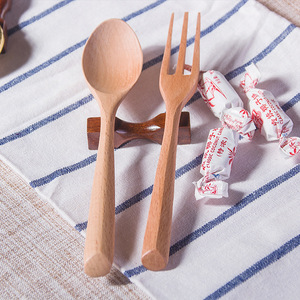 Großhandel 2-teilige japanische Holz löffel und Gabel Set dreieckigen Griff Besteck Löffel Besteck mit elegantem Design - Product Image 5