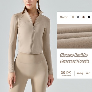 Chaquetas de Yoga de manga larga para mujer, ropa deportiva de corte ajustado con cremallera - Product Image 1