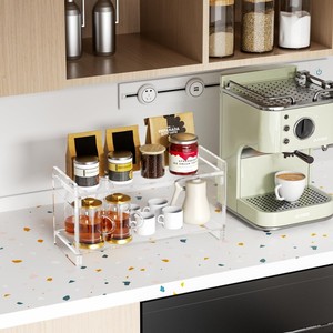 Organizador de Estación de Café de 2 Niveles de Acrílico, Estante de Almacenamiento de Accesorios para Barra de Café para Tazas, Granos, Jarabes, Cucharas y Agitadores - Product Image 3