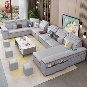 Set Divano Modulare di Lusso Moderno a 7 Posti Angolare a U con Lavorazione Capitonnè per <span class=keywords><strong>Soggiorno</strong></span> - Product Image 1