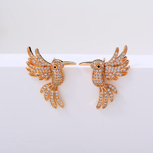 14K18K altın kaplama uçan kuş kolye ve yüzük düğün taraflar nişan için özelleştirilebilir pirinç takı zirkon fabrika - Product Image 6