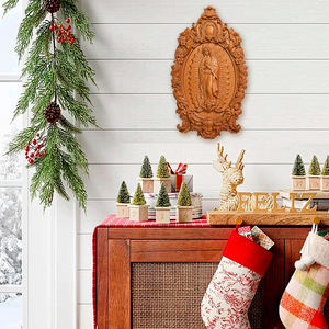 Estatua de madera moderna de Nuestra Señora Guadalupe, tallado detallado, arte de pared religioso, Espíritu Santo, regalos religiosos cristianos para exteriores - Product Image 2