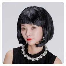 Parrucca nera per capelli singoli PWM-DK per feste con Design unico - Product Image 1