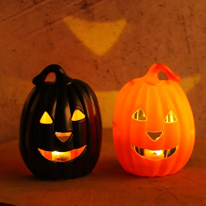 Halloween Pumpkin Lantern Decoration Children's Handheld Pumpkin Lantern Glowing Pumpkin Bucket