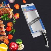 Couteau à viande professionnel de qualité supérieure OEM, en acier inoxydable forgé chinois, extra tranchant, 7 pouces, avec manche noir en ABS, adapté aux aliments