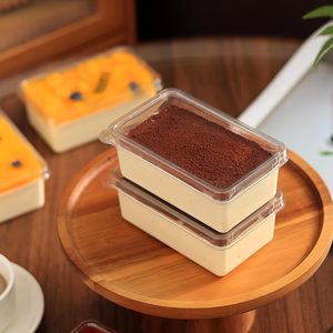 Tiramisu Box <b>Food</b> Grade PS <b>Plastic</b> <b>Container</b> Lid Mousse Cake Packaging Wholesale clear Storage Dessert Box Rectangle 1mm Thick - Product Image 5