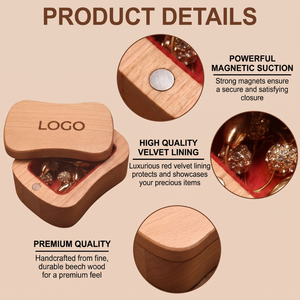 Caja de Joyería de Madera con Acabado Grabado, Ecológica, para Exhibir y Guardar Aretes, Anillos y Collares - Product Image 4