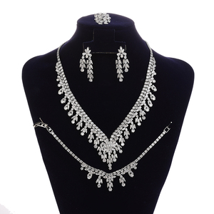 Cubic Zircon nupcial moda elegante cristal Dia joyería conjunto collar pendientes pulsera anillo 4 piezas BN8415 - Product Image 4