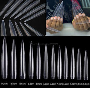 12Pcs Stiletto Extra largo punto falsas uñas acrílico consejos uñas Kit de herramientas 12 tamaños claro - Product Image 4