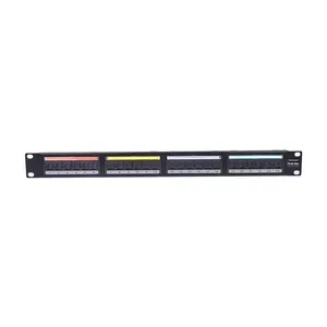 19"1U CAT6A/CAT6/CAT5E UTP 24 port patch panel with bezel and cable management strap