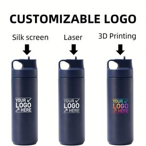 Custom Vacuum <b>Flask</b> Hot Drinks Insulated Travel Mug with Flip Straw Water Bottle Press Button Stainless Steel <b>Coffee</b> Tumbler Cup - Product Image 4