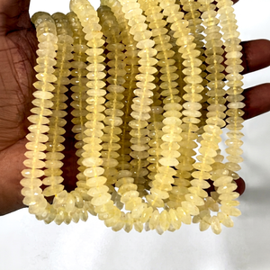 Perles de pierre d'aventurine jaune naturelle AAA couleur claire coupe allemande rondelle à facettes taille 8-10mm 14 pouces brin - Product Image 1