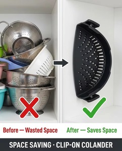 Food Grade Silicone Clip-On Strainer Colander Adjustable Pasta Drainer Heat Resistant Pot Bowl Sieve - Product Image 6