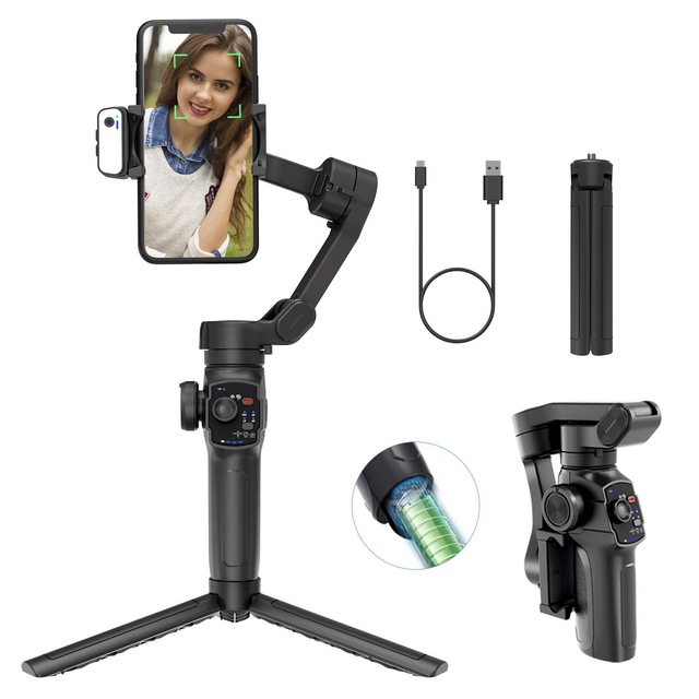 Factory Supply Gimbal Selfie Stick Auto Face Tracking Tripod Phone Holder Smart Anti Shake Vlogging Kit Led Light for