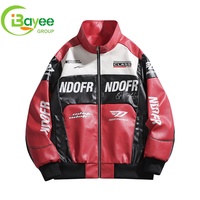Veste personnalisée de haute qualité à col montant, coupe oversize, manches longues, imperméable, avec fermeture éclair, impression personnalisée, veste universitaire en cuir pour hommes