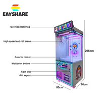 Sesuaikan pembayaran Online 24 jam tanpa pengawasan tanpa dioperasikan koin pusat permainan Arcade mainan mewah cakar derek mesin permainan