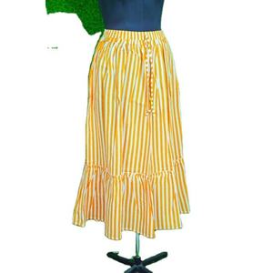 Falda Larga de Algodón con Estampado Floral Amarillo, Hecha a Mano, para Mujer, Estilo Boho, Cintura Elástica, Falda Fluida de Verano, Talla Personalizada - Product Image 5