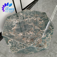 Table basse de luxe nordique iEasy en marbre forgé vert tendance meubles de salon table à thé