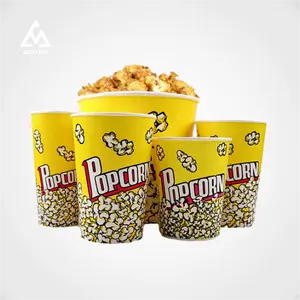 Groothandel Custom Logo Gedrukt Recyclebaar Hoge Kwaliteit Kraftpapier Popcorn Cups Boxes Emmers Fast Food Verpakking