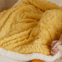 Jeté en fourrure sherpa en tricot de gros, en polyester 100%, jacquard double face, diamant, pour canapé, lit, fauteuil