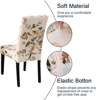 Housses de chaise de salle à manger imprimées de fleurs de pivoine, 4 pièces, haute élasticité, amovibles, lavables, polyester et élasthanne, pour usage hôtelier
