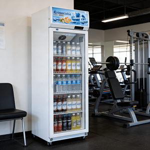 Réfrigérateur commercial de série pour cuisine, à porte unique, avec refroidissement par ventilateur direct, porte vitrée, pour aliments spéciaux, bar - Product Image 1