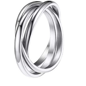 Anello Intrecciato a Tre Fasce Ipoallergenico in Acciaio Inossidabile, Anello a Tre Bande per Donne e Uomini, Opzioni Multicolore - Product Image 3