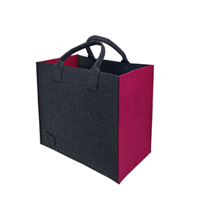 Bolsa de Mano Abierta Personalizada de Fieltro de Lana de Dos Tonos, Bordada, Negra y Gris, Ecológica, Reutilizable, para Mujeres, Regalos, Portátil, Compras, 35x30x15cm - Product Image 4