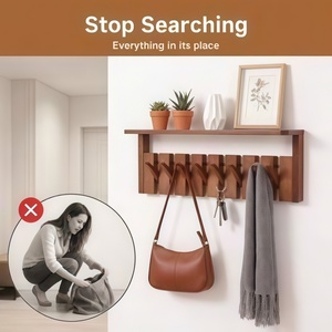 Porte-manteau mural en bois à touches <span class=keywords><strong>de</strong></span> piano, gain <span class=keywords><strong>de</strong></span> place, portable, pour entrée, salon, salle <span class=keywords><strong>de</strong></span> bain, <span class=keywords><strong>cuisine</strong></span> - Product Image 3