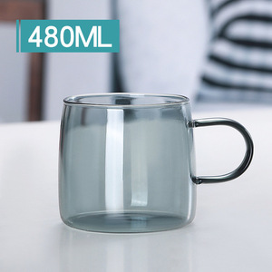 Creativo 480ml/16oz grande tazza da tè in vetro borosilicato resistente al calore tazza da caffè in vetro colorato con manico - Product Image 4