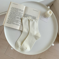 6 paires/lot chaussettes pour femmes à volants coton moyen Tube cheville chaussettes courtes respirant noir blanc ensemble printemps automne chaussettes