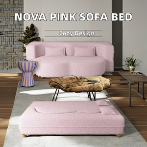 Sofá <span class=keywords><strong>cama</strong></span> Rosa Lama de dos plazas con cubierta extraíble en forma rectangular para apartamento, hotel o villa lleno de esponja - Product Image 5