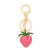 2026 Nieuwe Legering Drip Oil Aardbei Hangertje Sleutelhanger Schattig Aardbei Sleutelhanger Tas Accessoire Fruit Charm Sleutelring