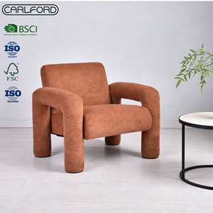Sillón Moderno de Peluche CARLFORD, Sillón para Sala de Estar, Tapicería Suave, Brazos Curvos, Dormitorio, Salón, Hotel, Decoración del Hogar, Estética - Product Image 1