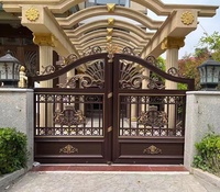 Entrée en alliage d'aluminium antivol à double porte de campagne moderne pour cour rurale bois acier verre matériel en stock