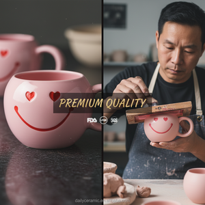 Tazza da Caffè in Ceramica Personalizzata con Faccina Sorridente e Occhi a Cuore, Tazza Rotonda in Gres da 350ml, Idea Regalo - Product Image 5