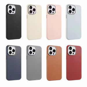 Funda de Teléfono de Lujo con Textura de Cuero Liso y Soporte para iPhone 16 15 Pro Max, Cubierta Protectora con Orificio Grande - Product Image 1