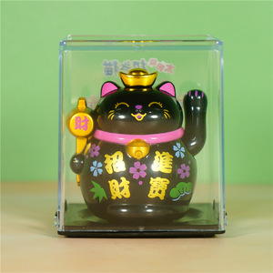 Modèle solaire magasin accessoires de voiture décoration intérieure <span class=keywords><strong>Maneki</strong></span> <span class=keywords><strong>neko</strong></span> 2 pouces petit chat ornement agitant la fortune japonaise chat porte-bonheur - Product Image 3