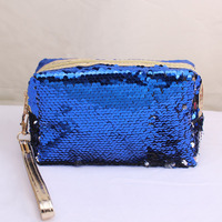Sacs de maquillage à paillettes changeantes, étui à crayon réversible pour paillettes
