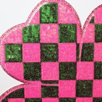 Parches de Pascua bordados con lentejuelas de brillo verde rosa más buscados St. Patricks trébol de cuatro hojas hierba de la suerte para ropa