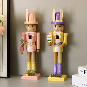 Mystic Arts <b>Easter</b> Nutcracker <b>Ornament</b> Wooden Rabbit Figurine Decorative Gift European Style Craft 7302B - Product Image 2