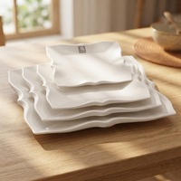 Assiettes à dîner carrées en plastique, vente en gros, 4 pièces, assiettes en plastique de mélamine