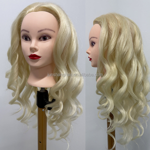 Maniquí de corte de práctica de peluquero de estilo recto de <span class=keywords><strong>pelo</strong></span> Real, muñeca de entrenamiento de peluquería, aplicación de enseñanza, función de <span class=keywords><strong>modelador</strong></span> - Product Image 5