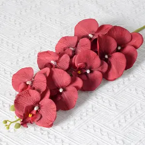 Bir tek yapay ipek kumaş hissediyorum 9 phalaenopsis simülasyon çiçek orkide düğün ev otel dekorasyon çiçek toptan