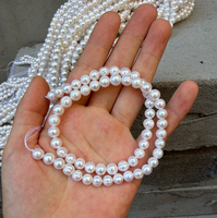 Perles d'eau douce blanches en spirale, presque rondes, à fort lustre, 6,5-7 mm, en vrac, pour la création de bijoux DIY