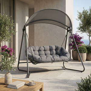 Fauteuil suspendu double d'extérieur avec auvent, structure en acier, <span class=keywords><strong>hamac</strong></span> de jardin rembourré en polyester 180g de qualité 6 avec colorfastness, pour villa - Product Image 3