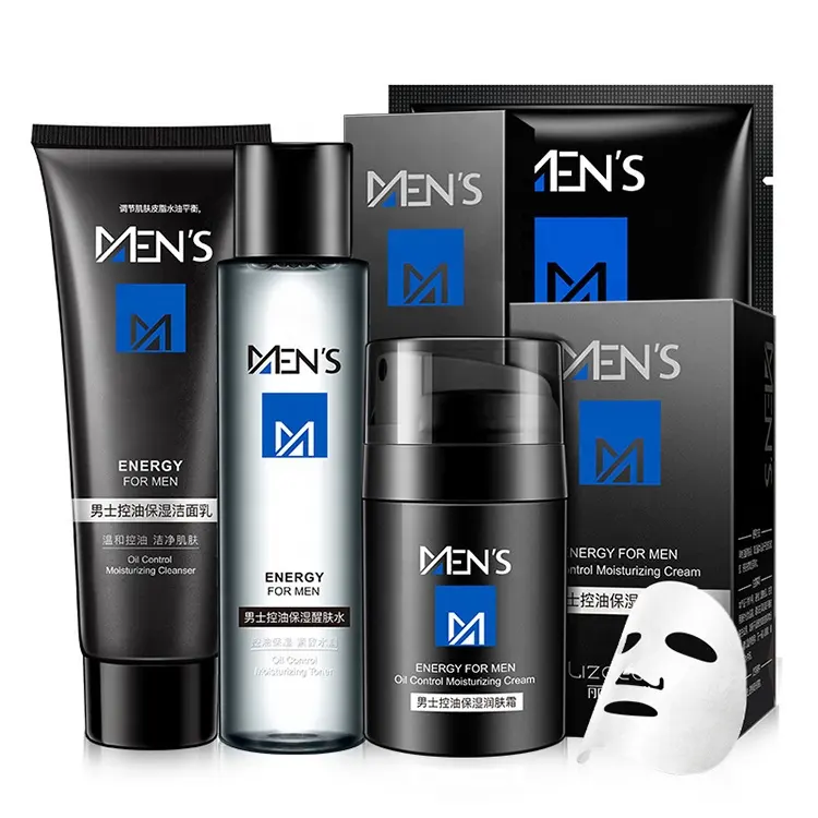 Private label natural organic korean beauty face care 6 piece set mens oil control moisturizing anti aging men skin care set